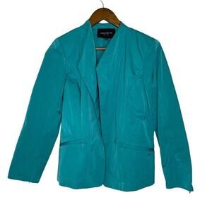 Lafayette 148 Teal Pointed Collar Blazer Jacket Size 8 Women's